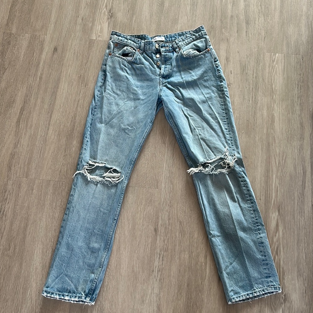 Zara ripped light wash jeans